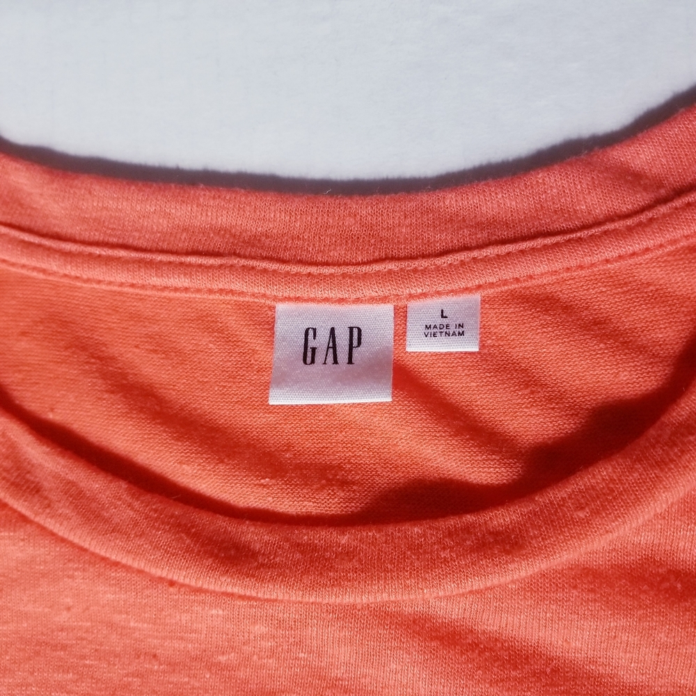 GAP WOMEN'S SHORT SLEEVE ORANGE BLOUSE SIZE LARGE - Picture 3 of 11